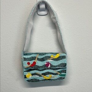 Sol and Mer Swimmers Beaded Shoulder Bag 🩵💛❤️